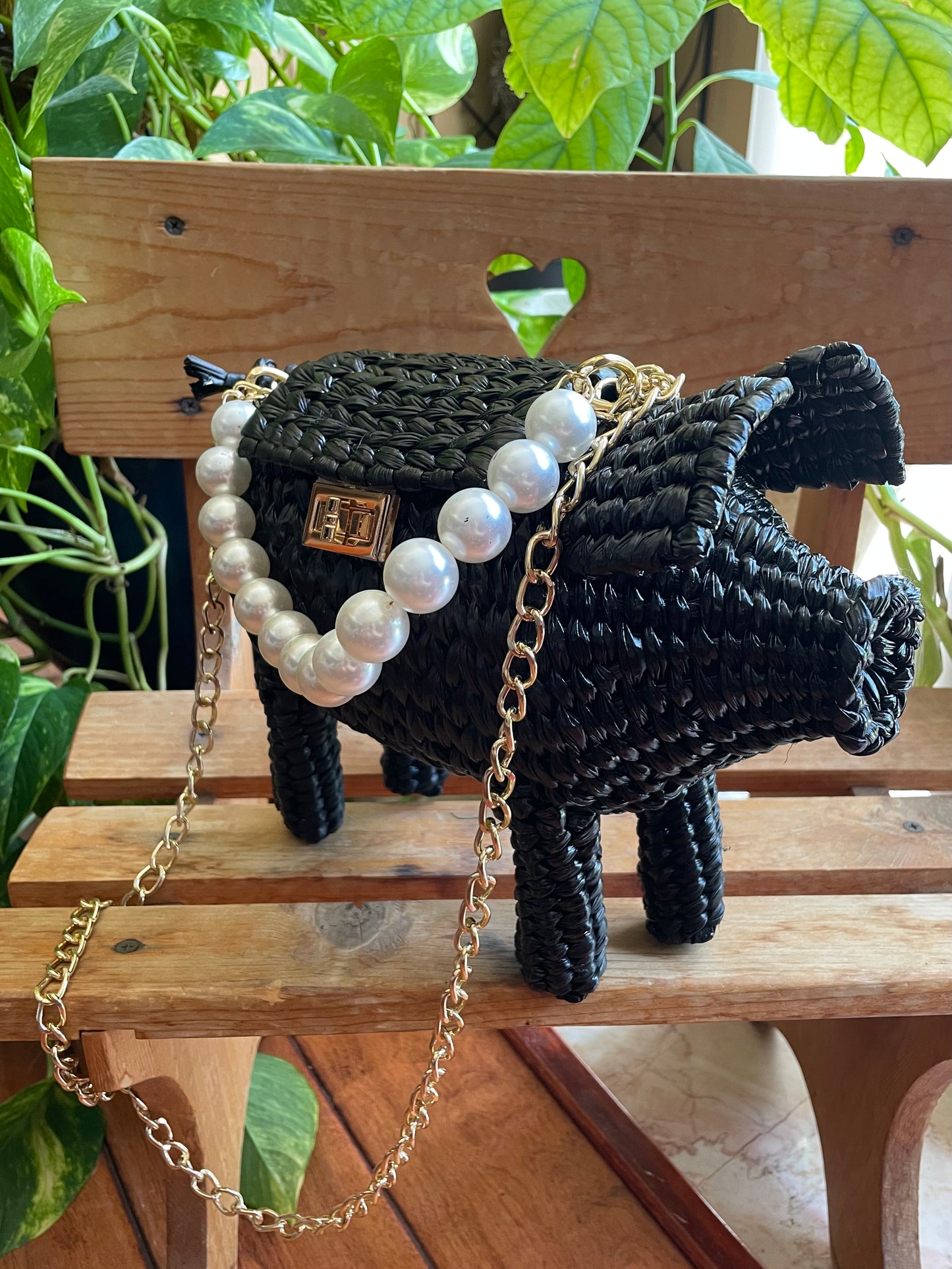 Black Crossbody Piggy Purse