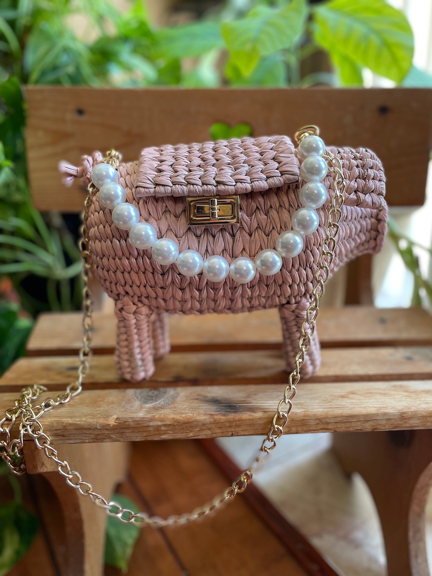 Pink Crossbody Piggy Purse