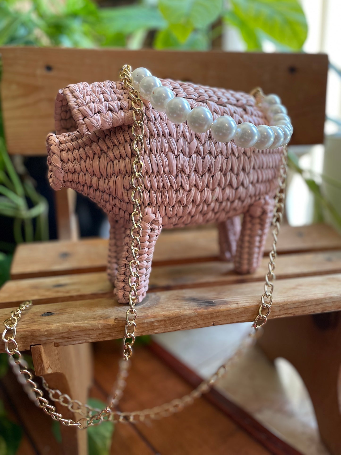 Pink Crossbody Piggy Purse