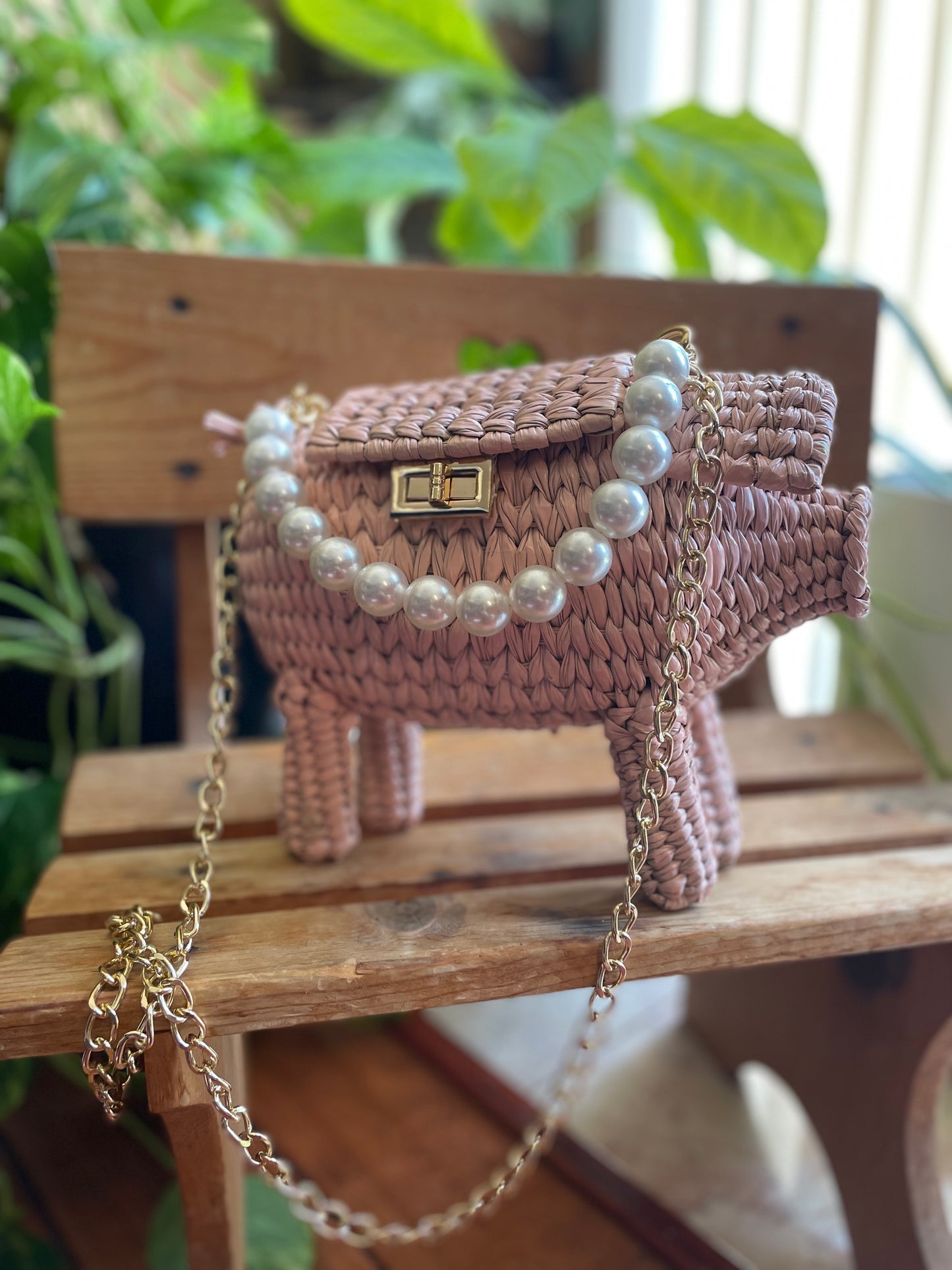 Pink Crossbody Piggy Purse