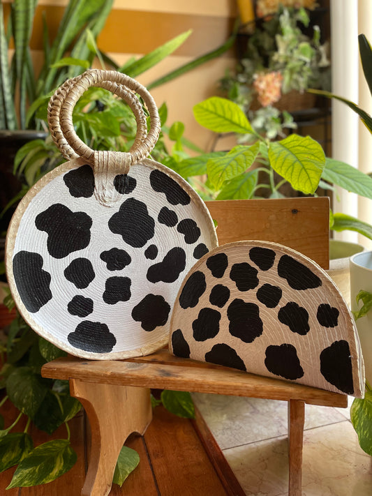 Cow Print Hand Bag and Clutch Set