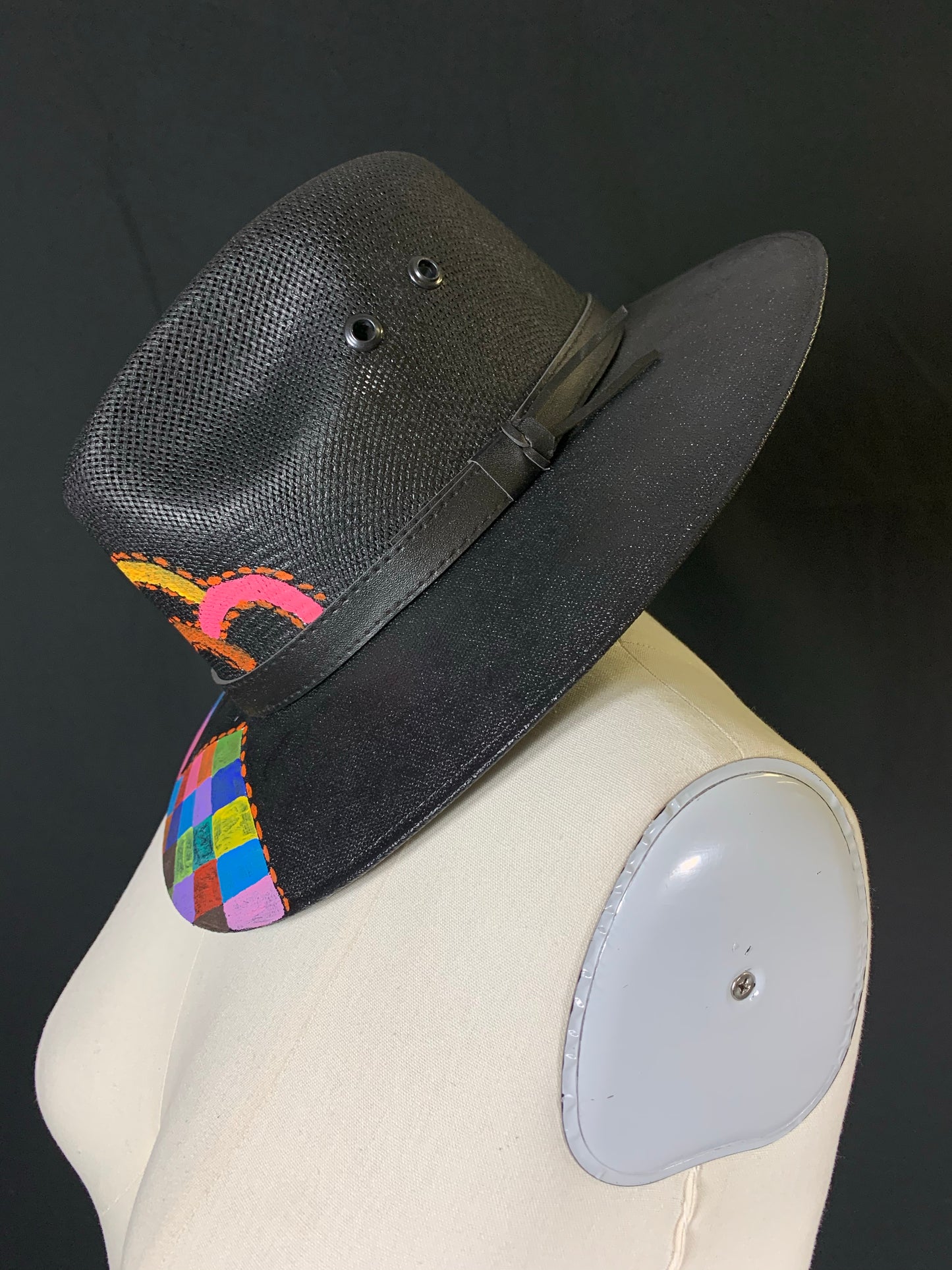 Sombrero Pintado de Multicolores, Hand Painted Hat W/ Multicolors