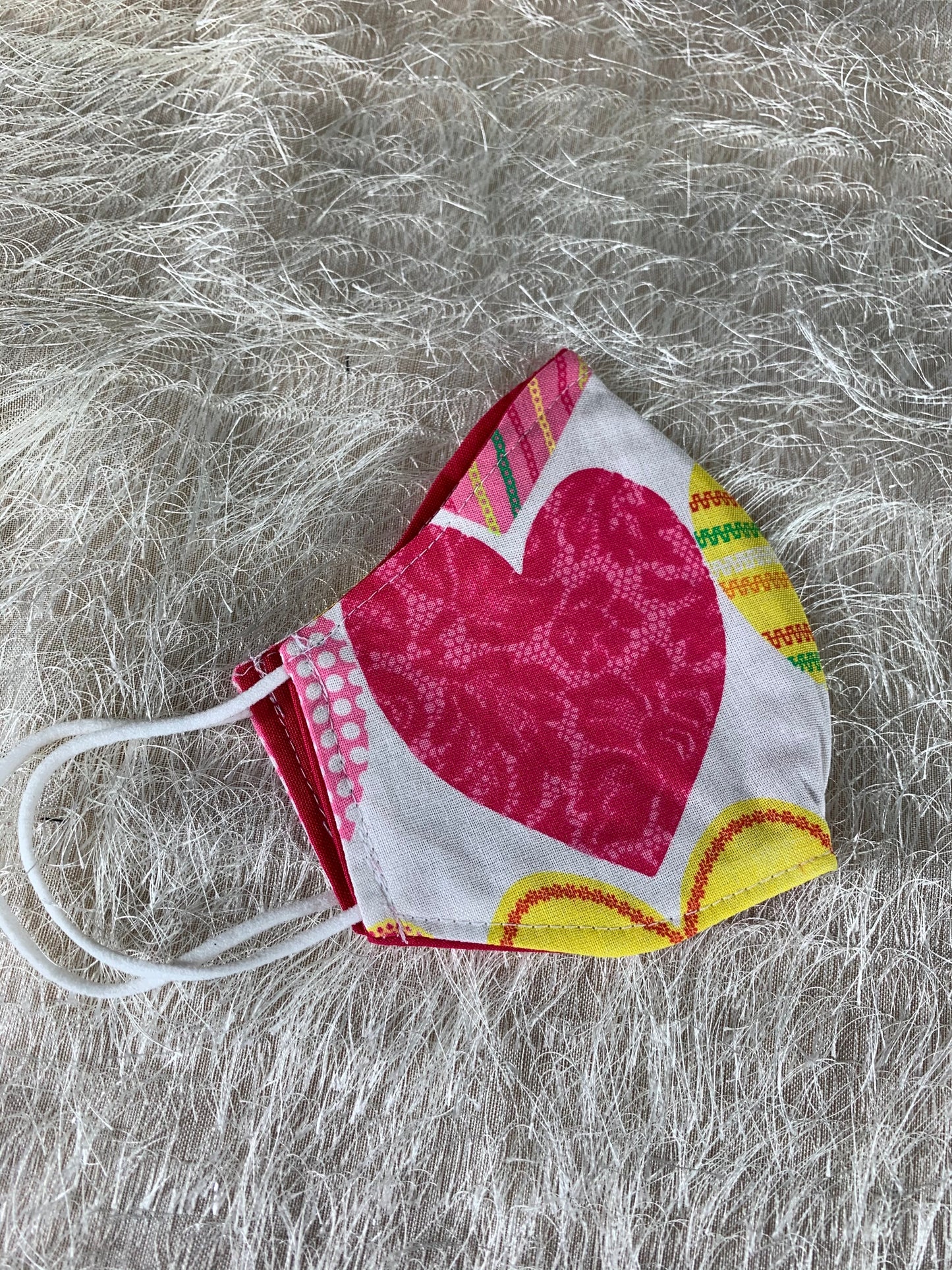 Pink and Yellow Hearts Face Mask