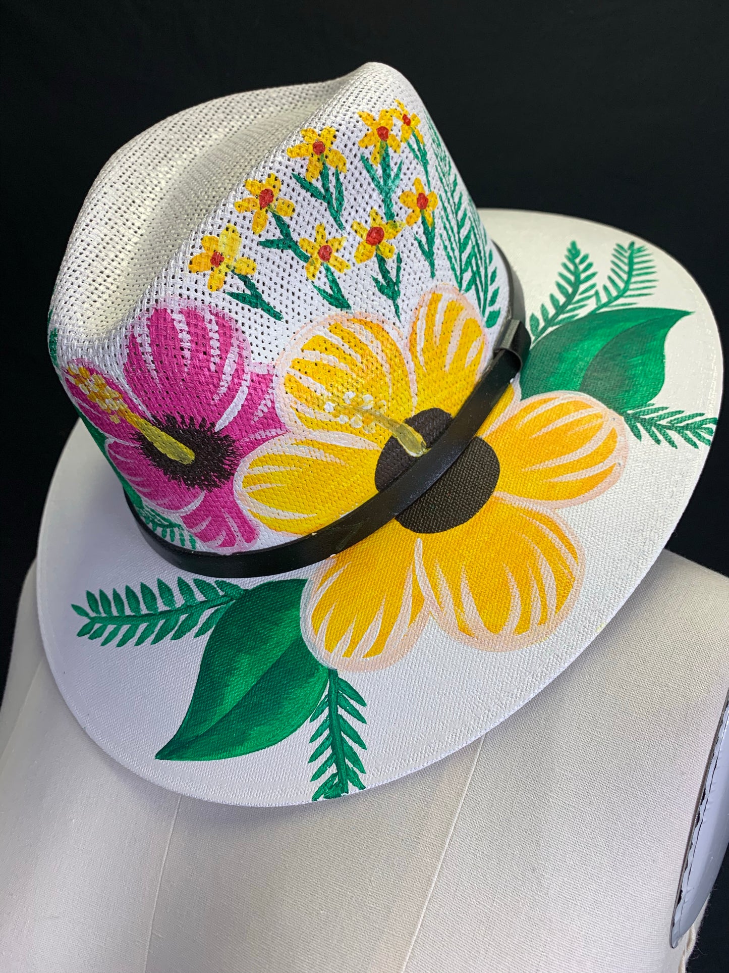 Jardín Tropical Sombrero Pintado, Tropical Garden Hand Painted Hat