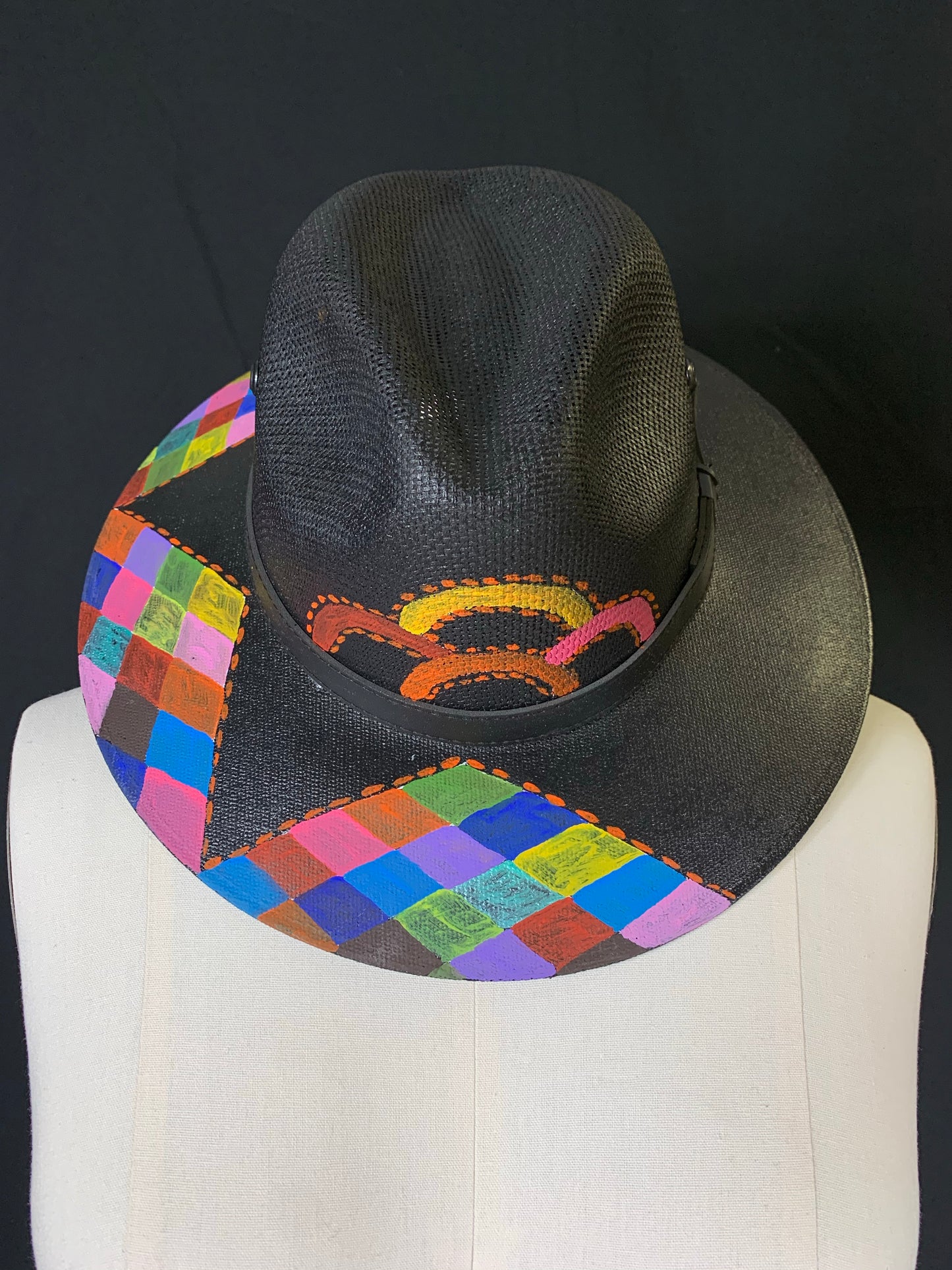 Sombrero Pintado de Multicolores, Hand Painted Hat W/ Multicolors