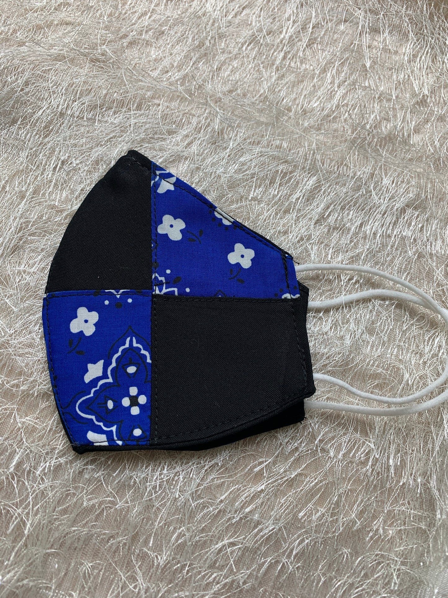 Black and Blue Color Block Face Mask