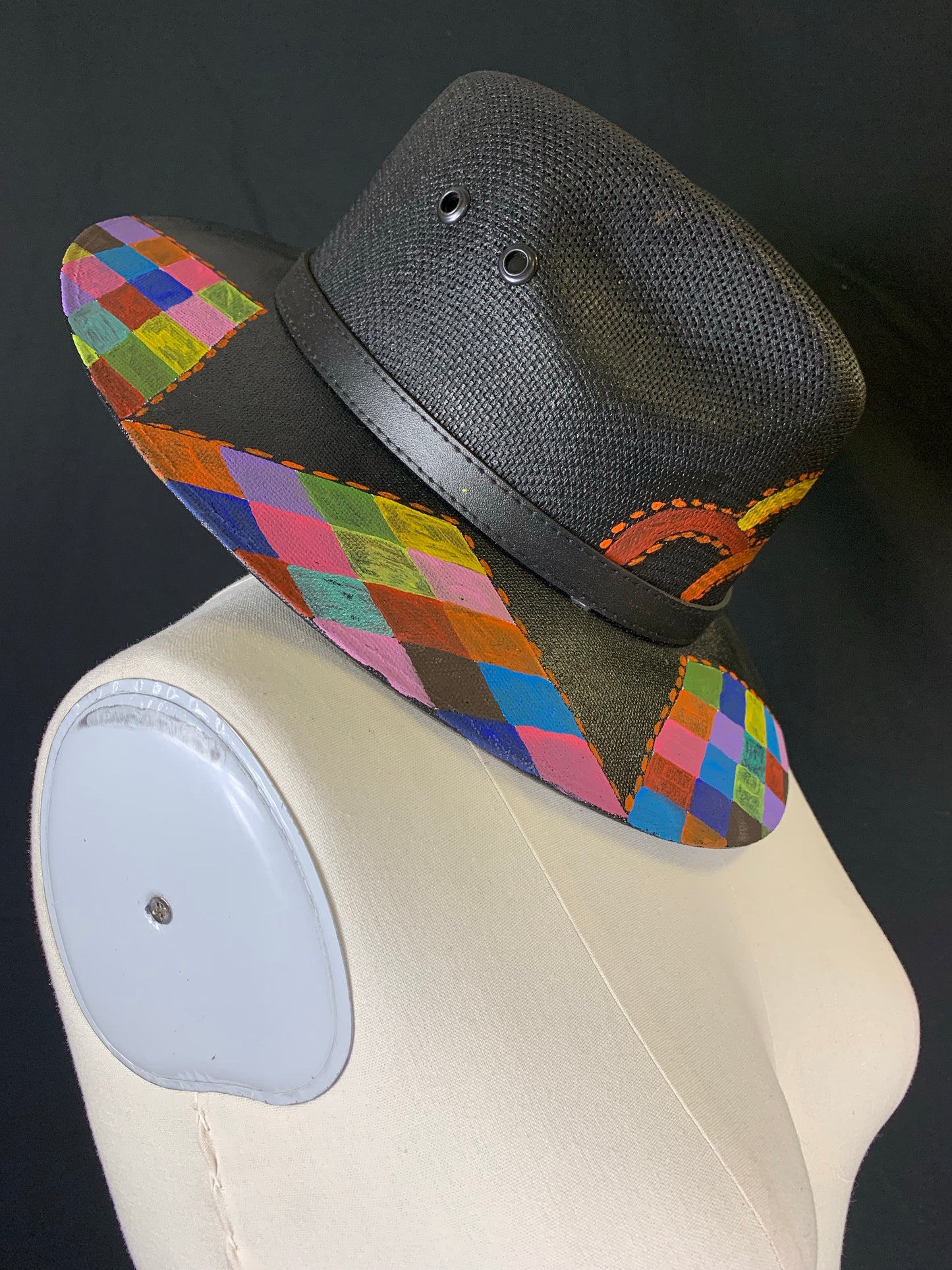 Sombrero Pintado de Multicolores, Hand Painted Hat W/ Multicolors