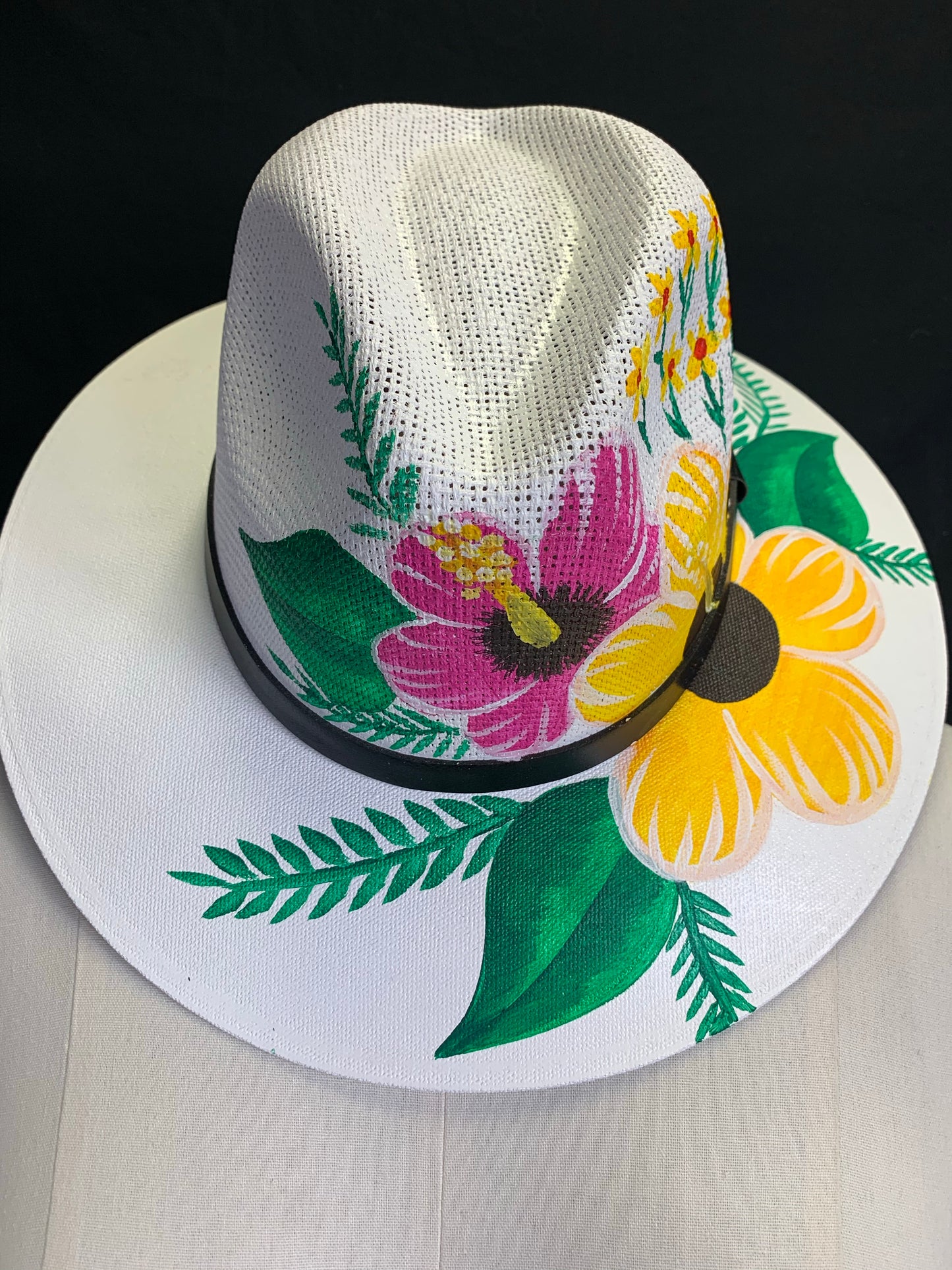 Jardín Tropical Sombrero Pintado, Tropical Garden Hand Painted Hat