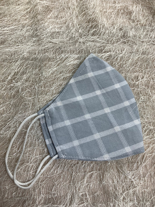 Grey Plaid Face Mask